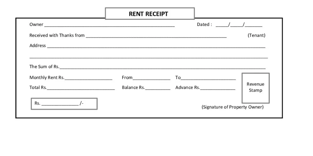 House rent receipt format PDF for income tax and HRA claims – printable rent slip template download
